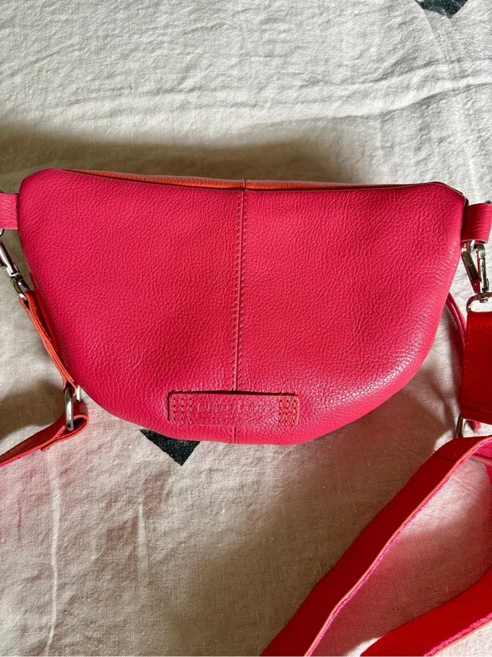 White Stuff Leather Crossbody / Belt Bag – Pink & Coral - Picture 3 of 4